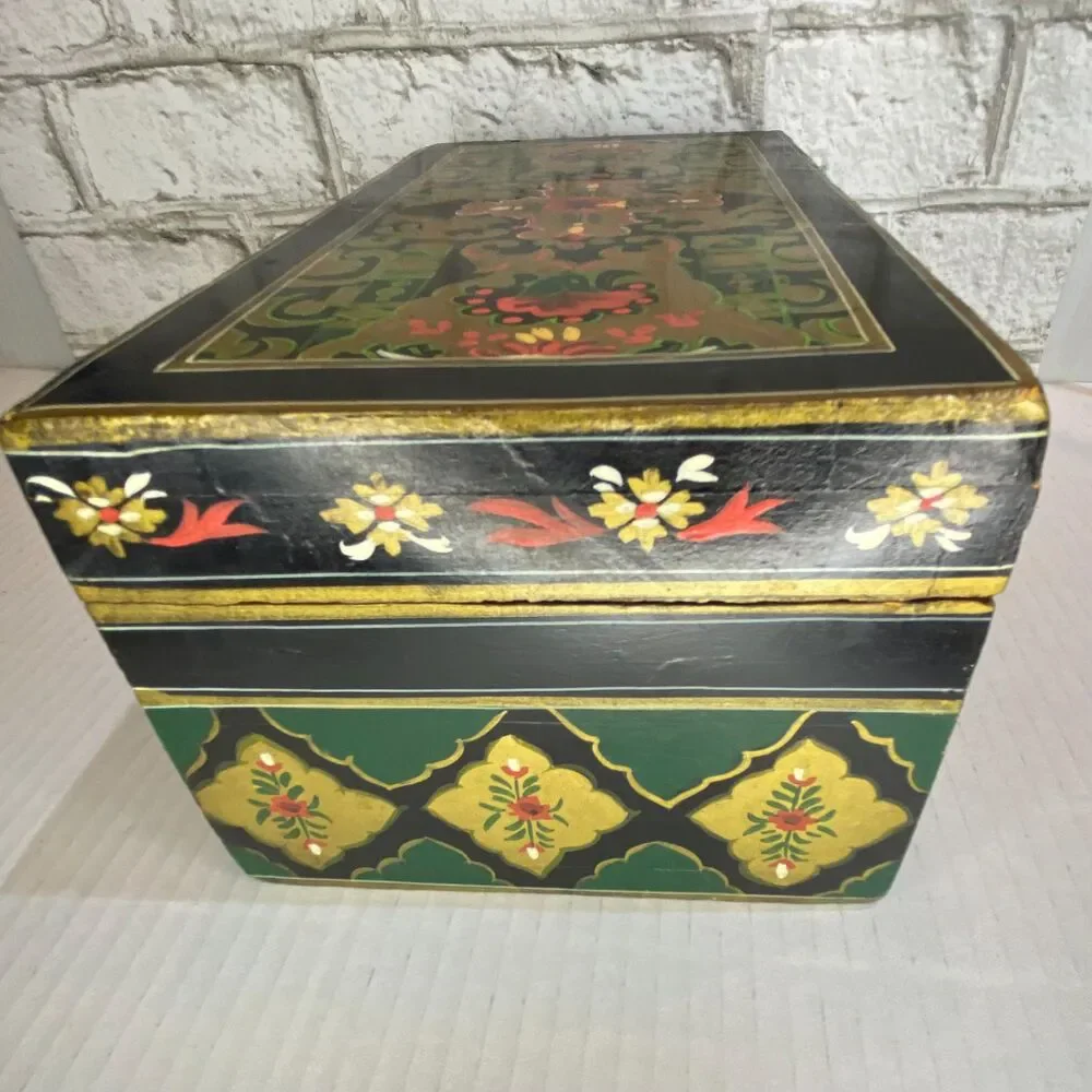 Ornate Indian Wooden Box Hand Painted